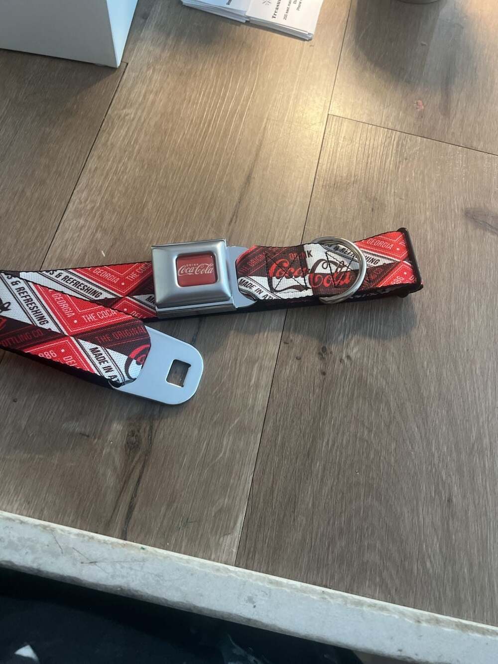 Buckle-Down Coca-Cola Diamond Blocks Seatbelt Buckle Pet Collar Large 1.5" Wide
